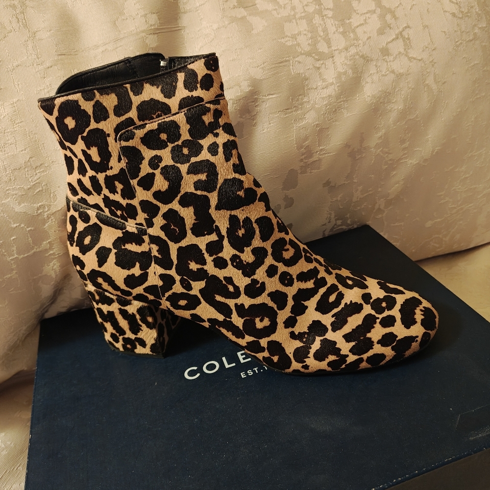 Cole Haan Leopard Print Ankle Boots